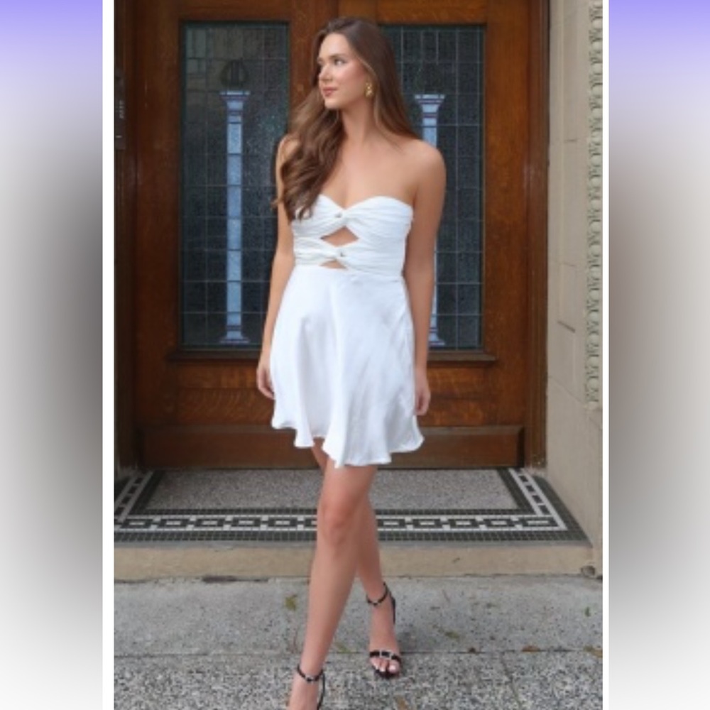 Showpo Almeah white mini dress. WITH STRAPS ADDED. Size 2.